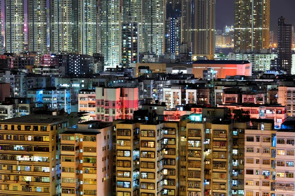 Центр міста в Hong Kong вид з високою вночі — стокове фото
