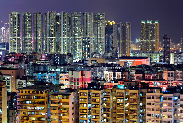 Hong Kong crowded urban at night