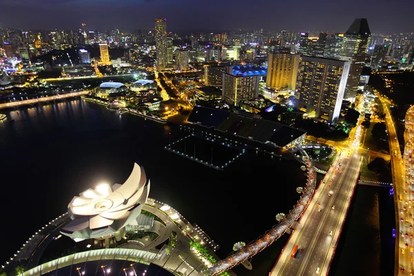 Singapore på natten — Stockfoto