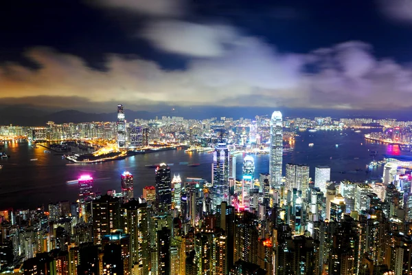 Hongkong by om natten – stockfoto