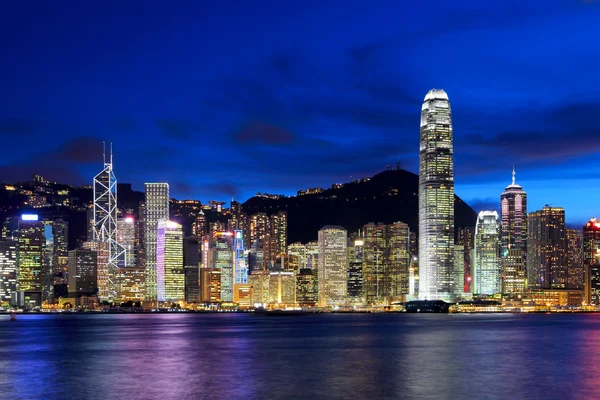 Hong kong paisaje urbano por la noche — Foto de Stock