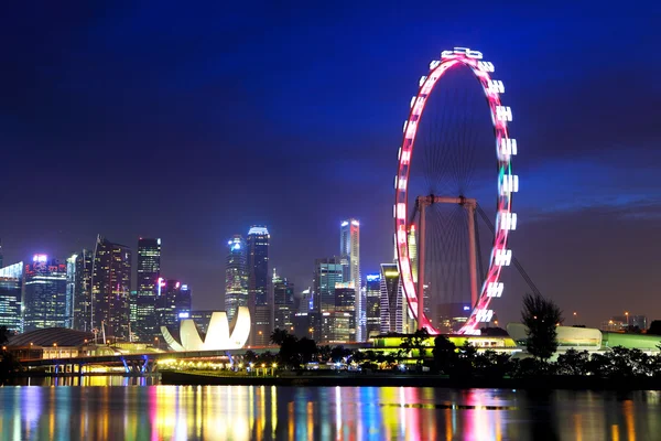 Singapore stad skyline 's nachts — Stockfoto