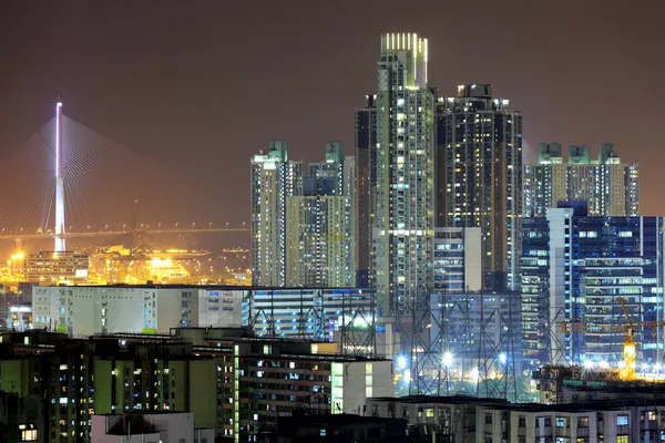 Hong Kong에 있는 밤에 시내 — 스톡 사진