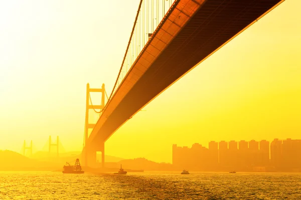 Tsing ma bridge at sunset — Stock Photo, Image