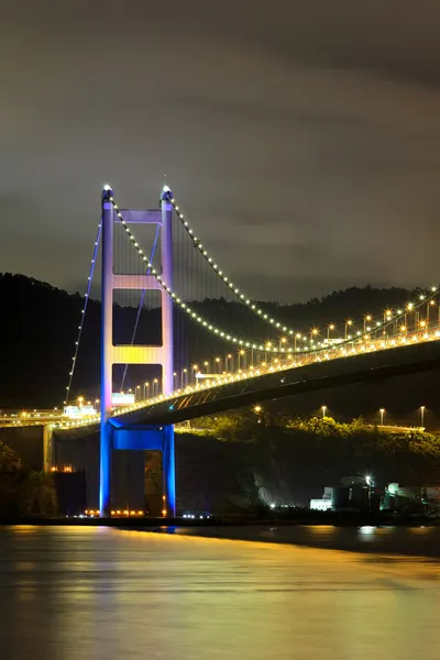 Scène nocturne du pont de Tsing Ma — Photo