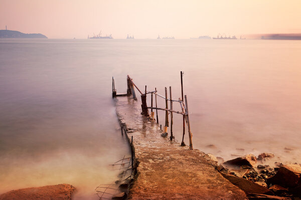 pier with sunset