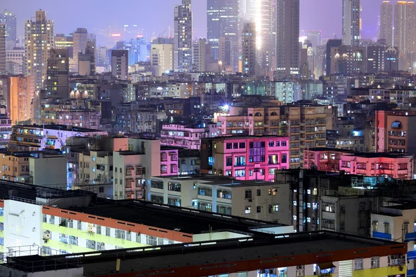 Centro da cidade em Hong Kong noite — Fotografia de Stock