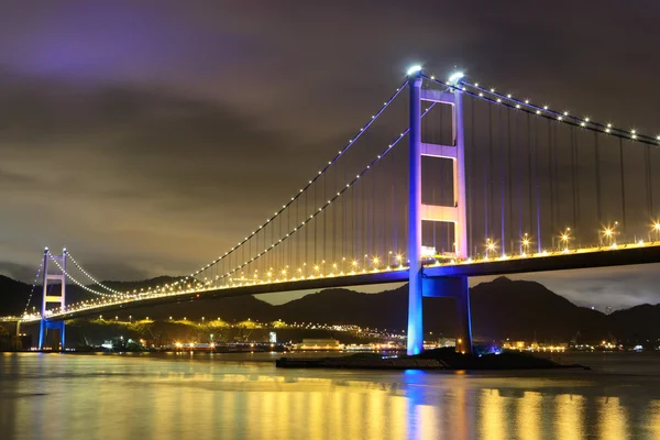 Night scene of Tsing Ma bridge — Stock Photo, Image