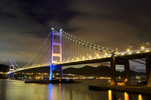 Tsing ma bridge v noci — Stock fotografie