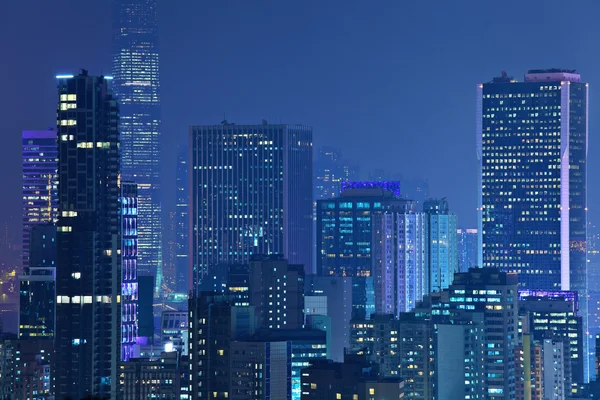 Hong kong skyline på natten — Stockfoto