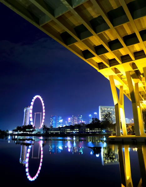 Město Singapur v noci — Stock fotografie