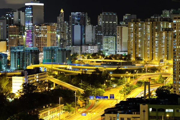 Centro da cidade de Hong Kong à noite — Fotografia de Stock