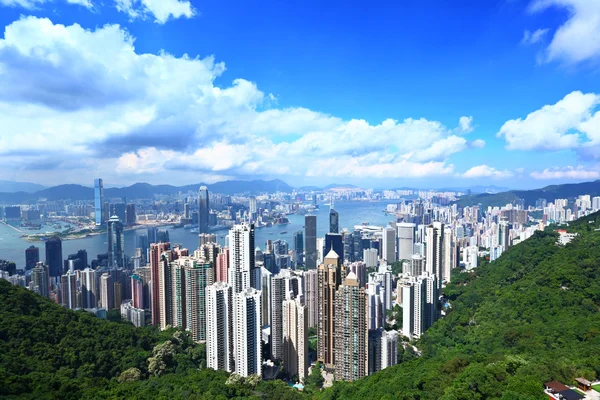 Hong Kong горизонт і міських хмарочос — стокове фото