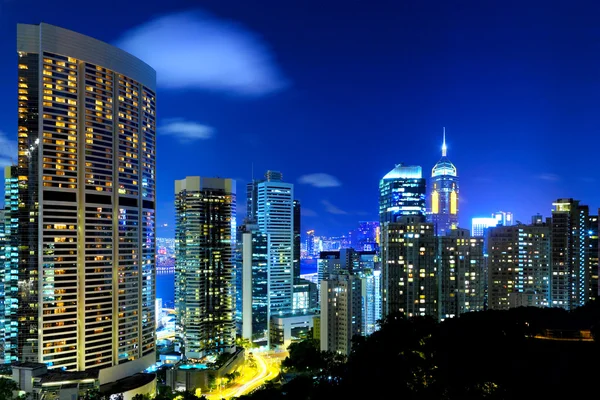 business buildings at night