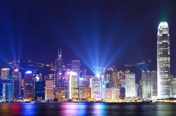 Hong Kong vista do horizonte da cidade à noite — Fotografia de Stock