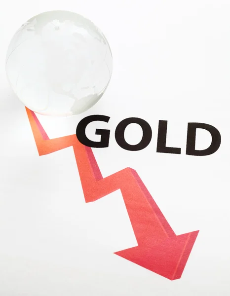 Global gold price drop concept — Stock Photo, Image