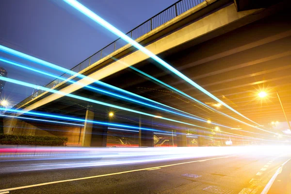 Futuristic urban city night traffic — Stock Photo, Image