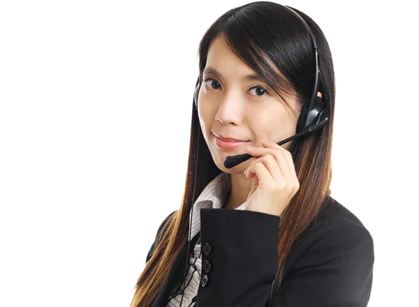 Business woman with headset — Stock Photo, Image