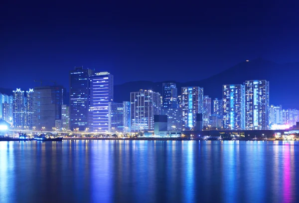 Hong kong skyline à noite — Fotografia de Stock