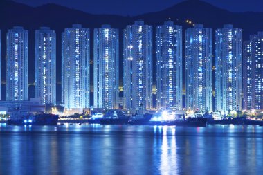 hong Kong apartman binaları geceleri