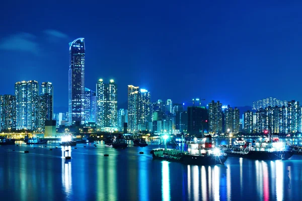 Tsuen Wan in Hong Kong at night — Stock Photo, Image