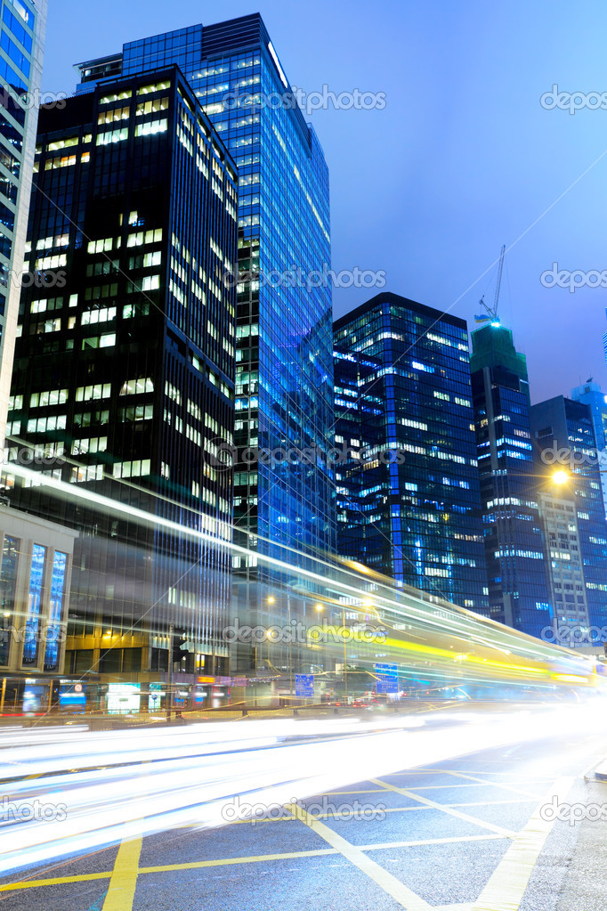 Cityscape at night in Hong Kong