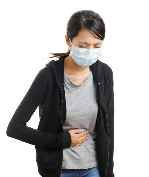 Nemocná žena nosí masku — Stock fotografie