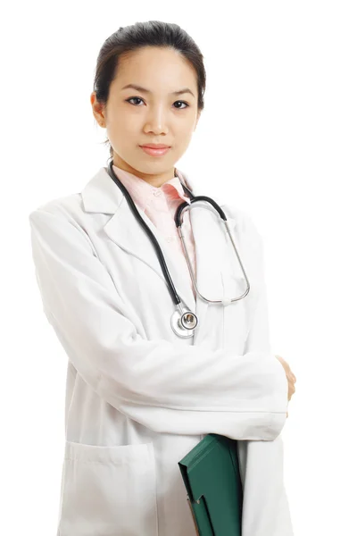 Asiática médico mujer aislado en blanco fondo — Foto de Stock