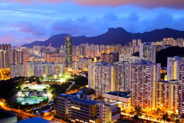 Kowloon alan aslan kaya ile gece hong Kong