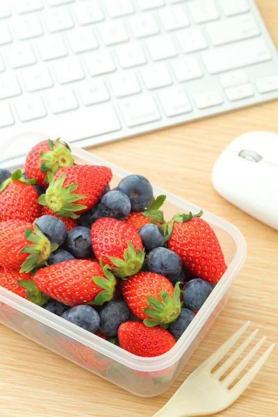 Healthy lunch box on wooden table — Stock Photo, Image