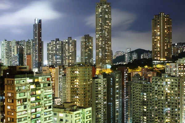 Innenstadt in Hongkong bei Nacht — Stockfoto