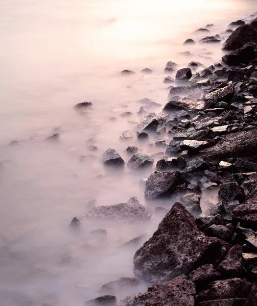 Lange blootstelling van strand bij avond — Stockfoto