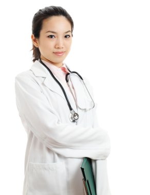 Doktor kadın üzerinde beyaz izole