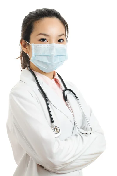 Asian female doctor with face mask — Stock Photo, Image