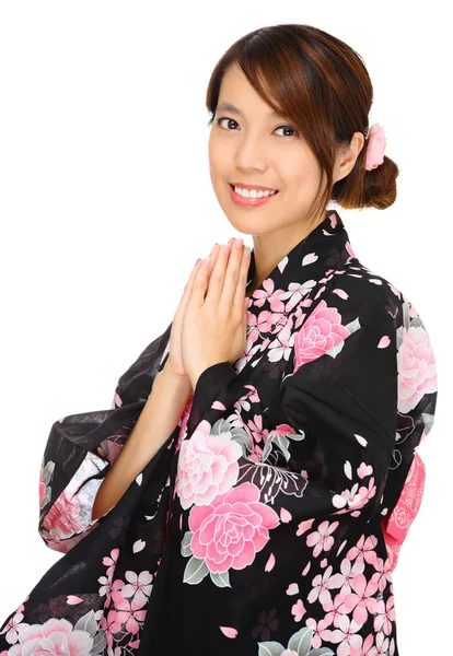 Молода жінка носіння японське кімоно — стокове фото