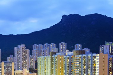 Hong kong cityscape aslan rock geceleri ile
