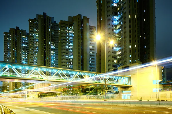 Traffic in city at night — Stock Photo, Image