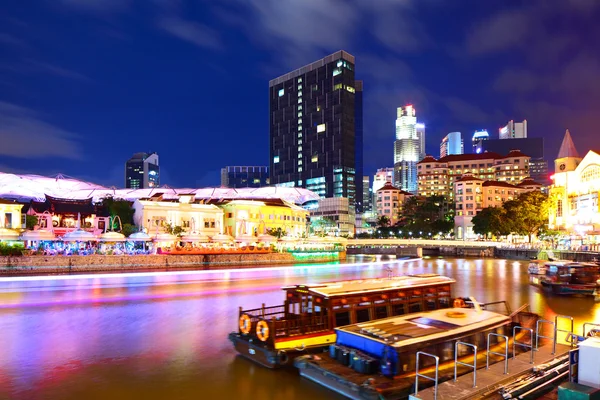 Ciudad de Singapur skyline por la noche —  Fotos de Stock