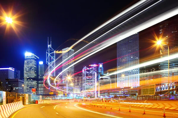 Hong Kong tráfego à noite — Fotografia de Stock