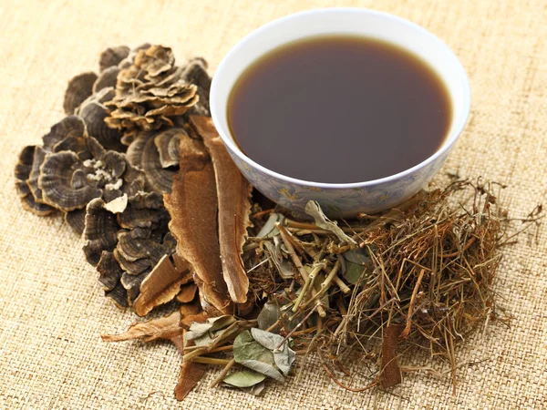 Chinese herbal medicine with ingredient — Stock Photo, Image