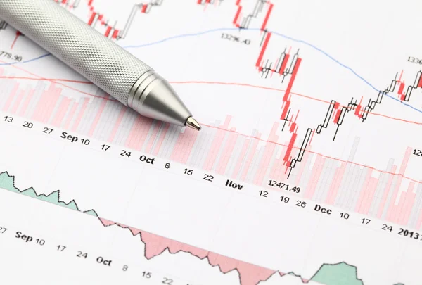 Stock market graph with pen — Stock Photo, Image