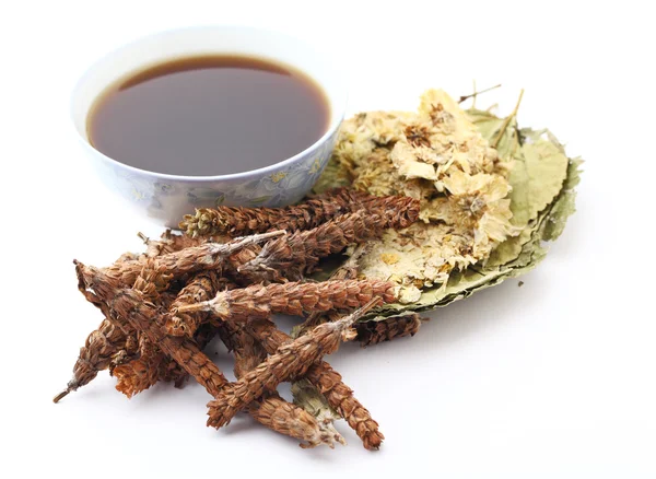 Medicina herbal chinesa com ingrediente — Fotografia de Stock