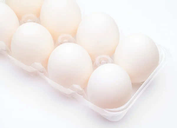 Huevo blanco en fila — Foto de Stock