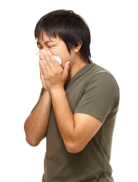 Sneezing man — Stock Photo, Image