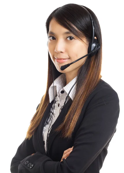 Asian business woman with headset — Stock Photo, Image
