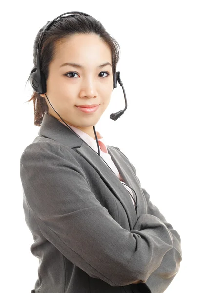 Asiatiska affärskvinna med headset — Stockfoto