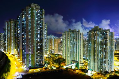 hong Kong'da bina konut lluminated