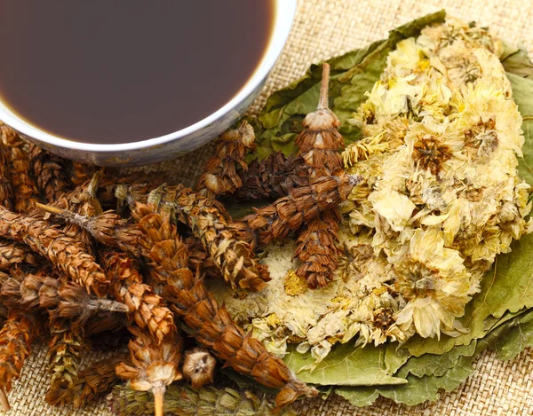 Chinese herbal medicine with ingredient — Stock Photo, Image