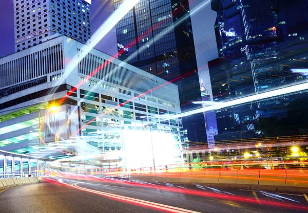 City at night with busy traffic — Stock Photo, Image