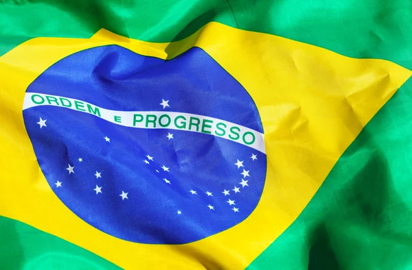 Wuivende stof Brazilië vlag — Stockfoto